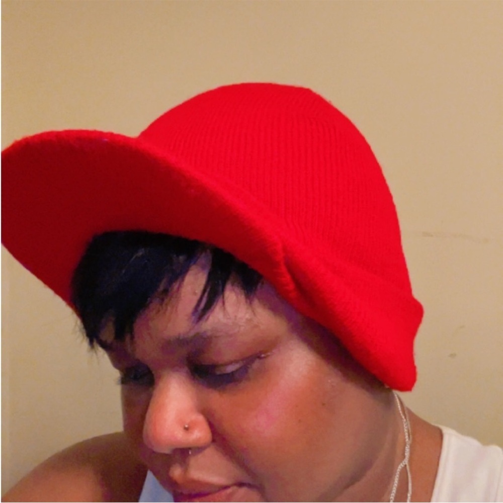 Red Unisex  Knit beanie with brim Hat